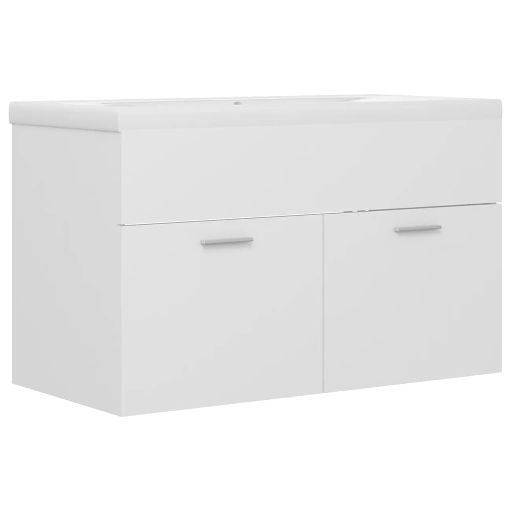 Wastafelkast Met Ingebouwde Wastafel Spaanplaat Wit 80 x 38.5 x 46 cm zonder kraan & afvoer