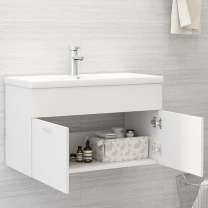Wastafelkast Met Ingebouwde Wastafel Spaanplaat Wit 80 x 38.5 x 46 cm zonder kraan & afvoer
