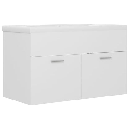 Wastafelkast Met Ingebouwde Wastafel Spaanplaat Wit 80 x 38.5 x 46 cm zonder kraan & afvoer