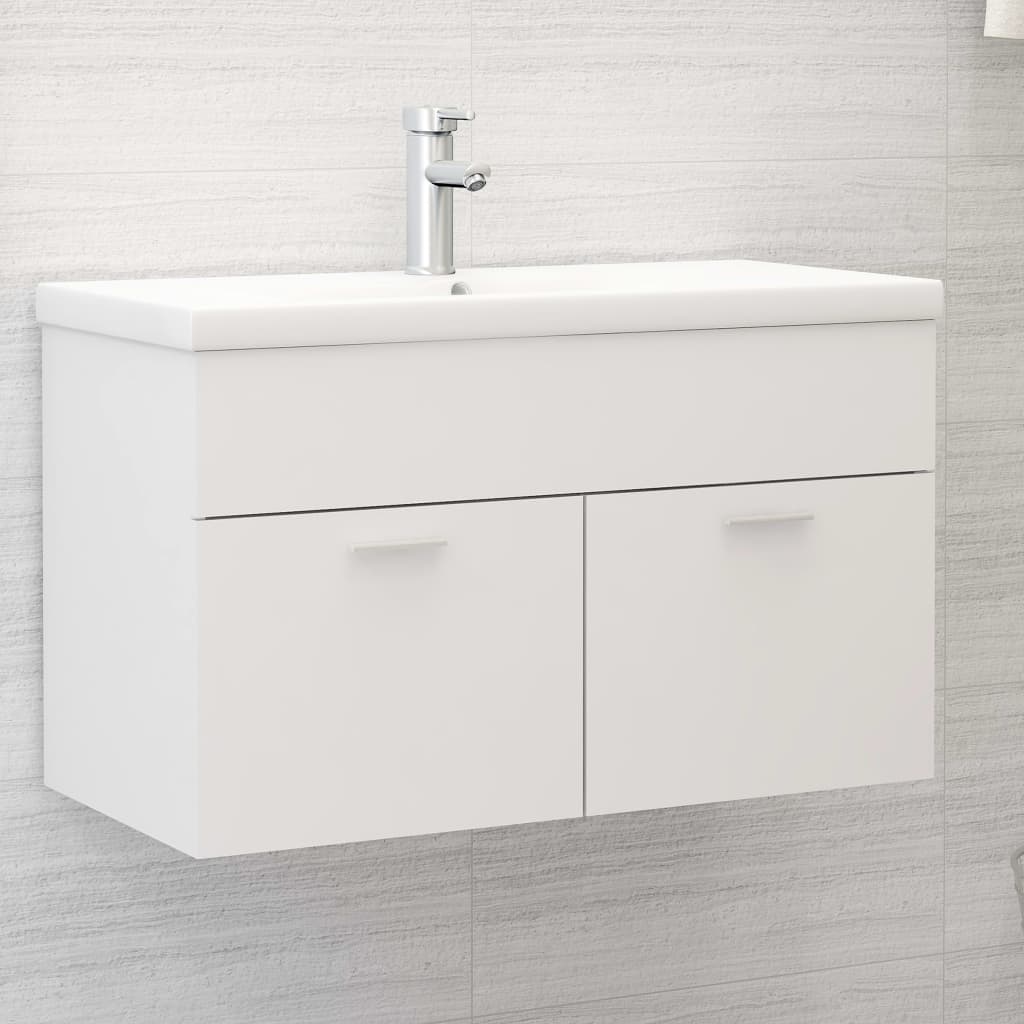 Wastafelkast Met Ingebouwde Wastafel Spaanplaat Wit 80 x 38.5 x 46 cm zonder kraan & afvoer