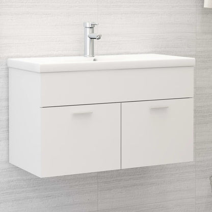 Wastafelkast Met Ingebouwde Wastafel Spaanplaat Wit 80 x 38.5 x 46 cm zonder kraan & afvoer