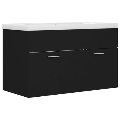 Wastafelkast Met Ingebouwde Wastafel Spaanplaat Zwart 80 x 38.5 x 46 cm zonder kraan & afvoer