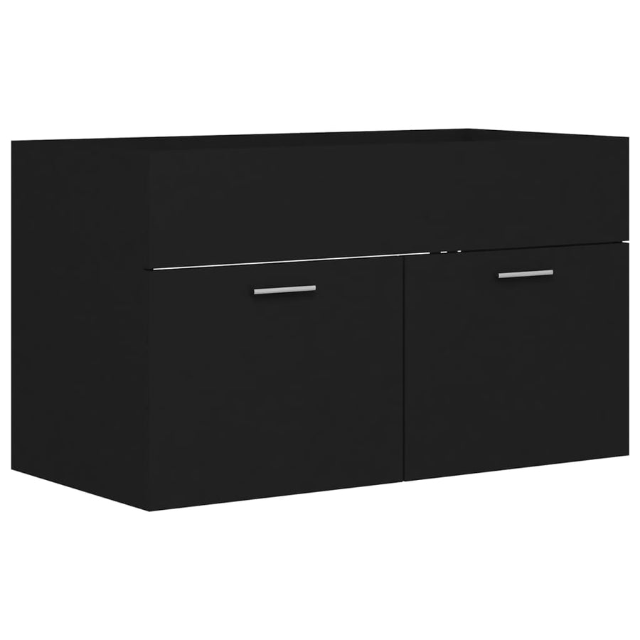 Wastafelkast Met Ingebouwde Wastafel Spaanplaat Zwart 80 x 38.5 x 46 cm zonder kraan & afvoer