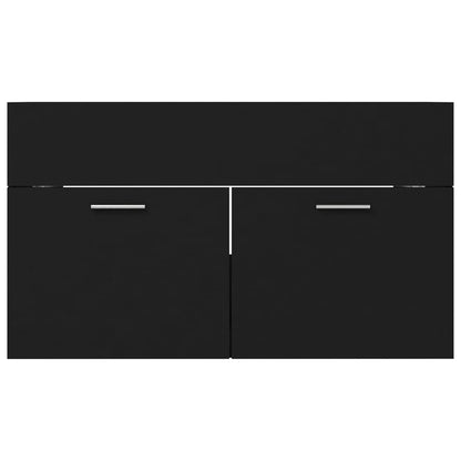 Wastafelkast Met Ingebouwde Wastafel Spaanplaat Zwart 80 x 38.5 x 46 cm zonder kraan & afvoer