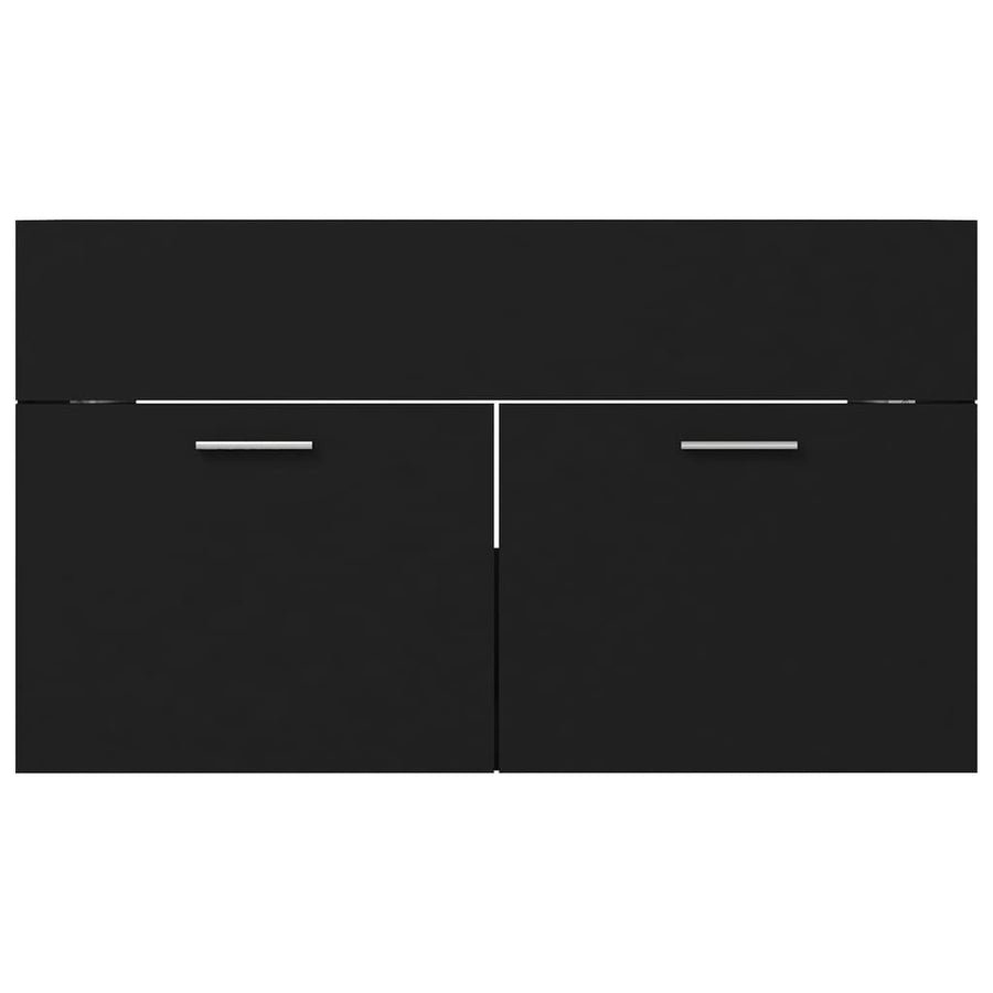 Wastafelkast Met Ingebouwde Wastafel Spaanplaat Zwart 80 x 38.5 x 46 cm zonder kraan & afvoer