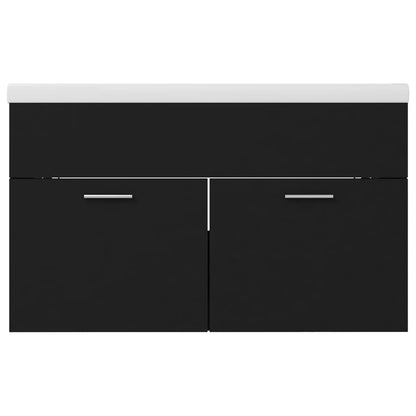 Wastafelkast Met Ingebouwde Wastafel Spaanplaat Zwart 80 x 38.5 x 46 cm zonder kraan & afvoer