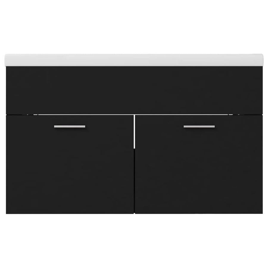 Wastafelkast Met Ingebouwde Wastafel Spaanplaat Zwart 80 x 38.5 x 46 cm zonder kraan & afvoer