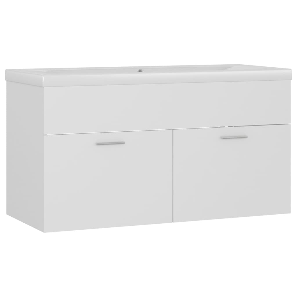 Wastafelkast Met Ingebouwde Wastafel Spaanplaat Wit 90 x 38.5 x 46 cm zonder kraan & afvoer
