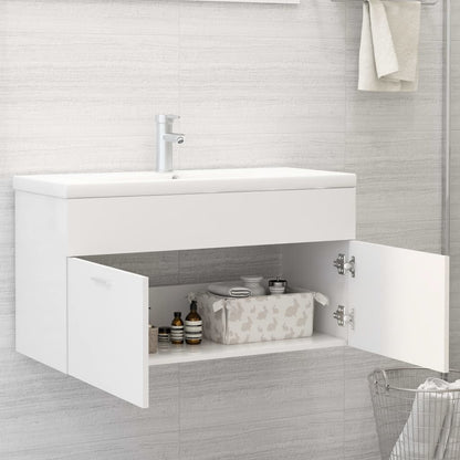 Wastafelkast Met Ingebouwde Wastafel Spaanplaat Wit 90 x 38.5 x 46 cm zonder kraan & afvoer