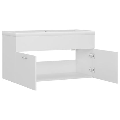 Wastafelkast Met Ingebouwde Wastafel Spaanplaat Wit 90 x 38.5 x 46 cm zonder kraan & afvoer