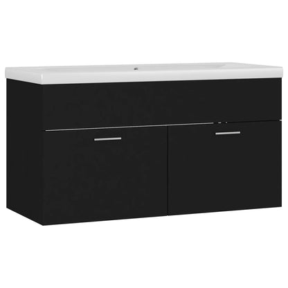 Wastafelkast Met Ingebouwde Wastafel Spaanplaat Zwart 90 x 38.5 x 46 cm zonder kraan & afvoer