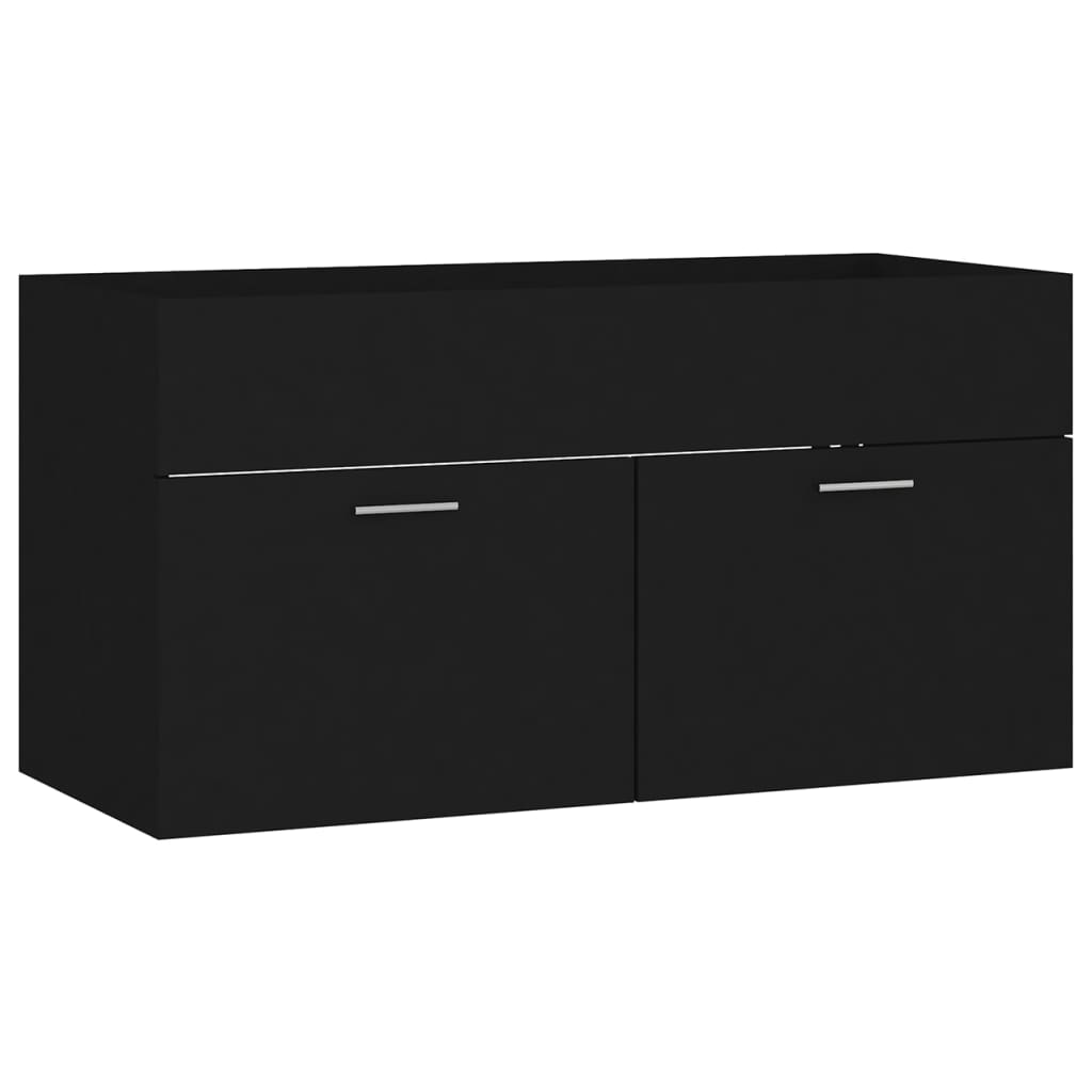 Wastafelkast Met Ingebouwde Wastafel Spaanplaat Zwart 90 x 38.5 x 46 cm zonder kraan & afvoer