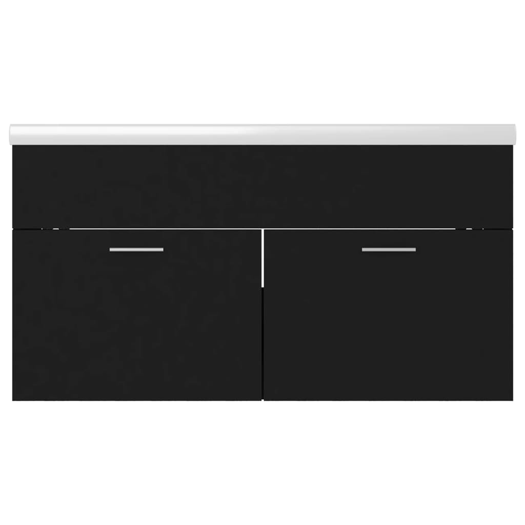 Wastafelkast Met Ingebouwde Wastafel Spaanplaat Zwart 90 x 38.5 x 46 cm zonder kraan & afvoer