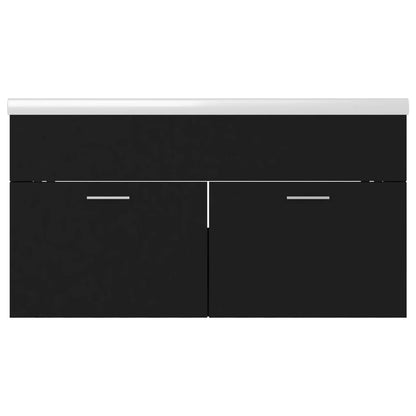 Wastafelkast Met Ingebouwde Wastafel Spaanplaat Zwart 90 x 38.5 x 46 cm zonder kraan & afvoer