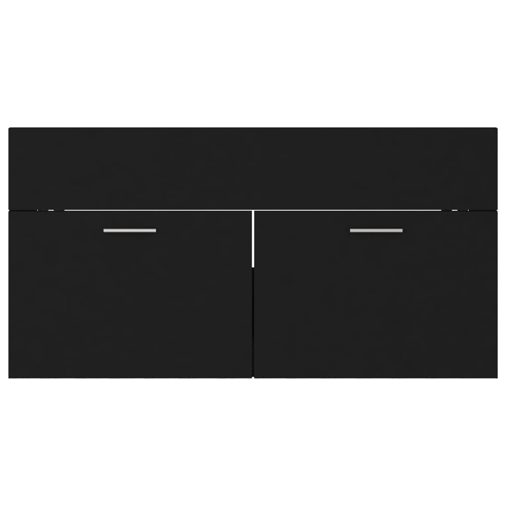 Wastafelkast Met Ingebouwde Wastafel Spaanplaat Zwart 90 x 38.5 x 46 cm zonder kraan & afvoer