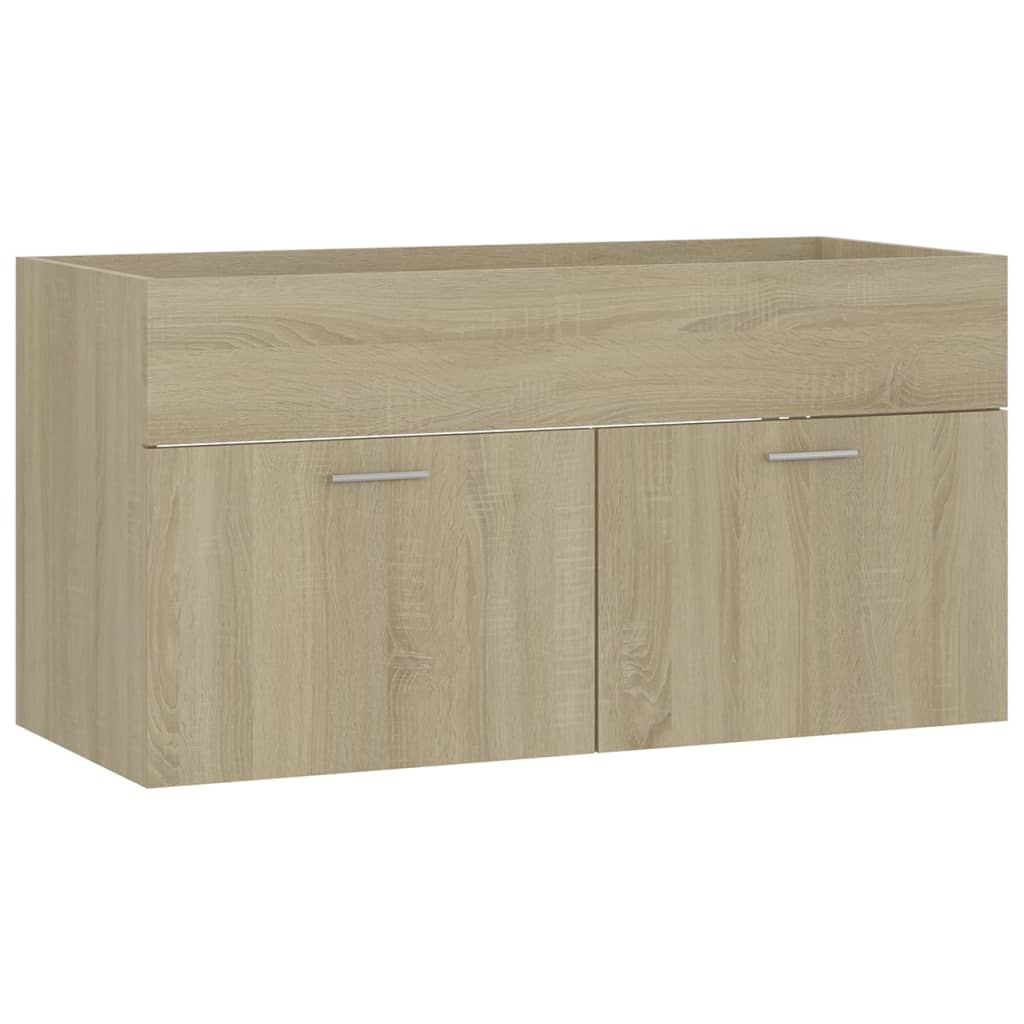 Wastafelkast Met Ingebouwde Wastafel Spaanplaat Sonoma Eiken 90 x 38.5 x 46 cm zonder kraan & afvoer