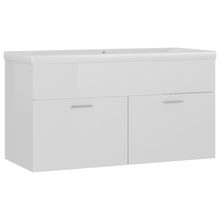 Wastafelkast Met Ingebouwde Wastafel Spaanplaat Hoogglans Wit 90 x 38.5 x 46 cm zonder kraan & afvoer