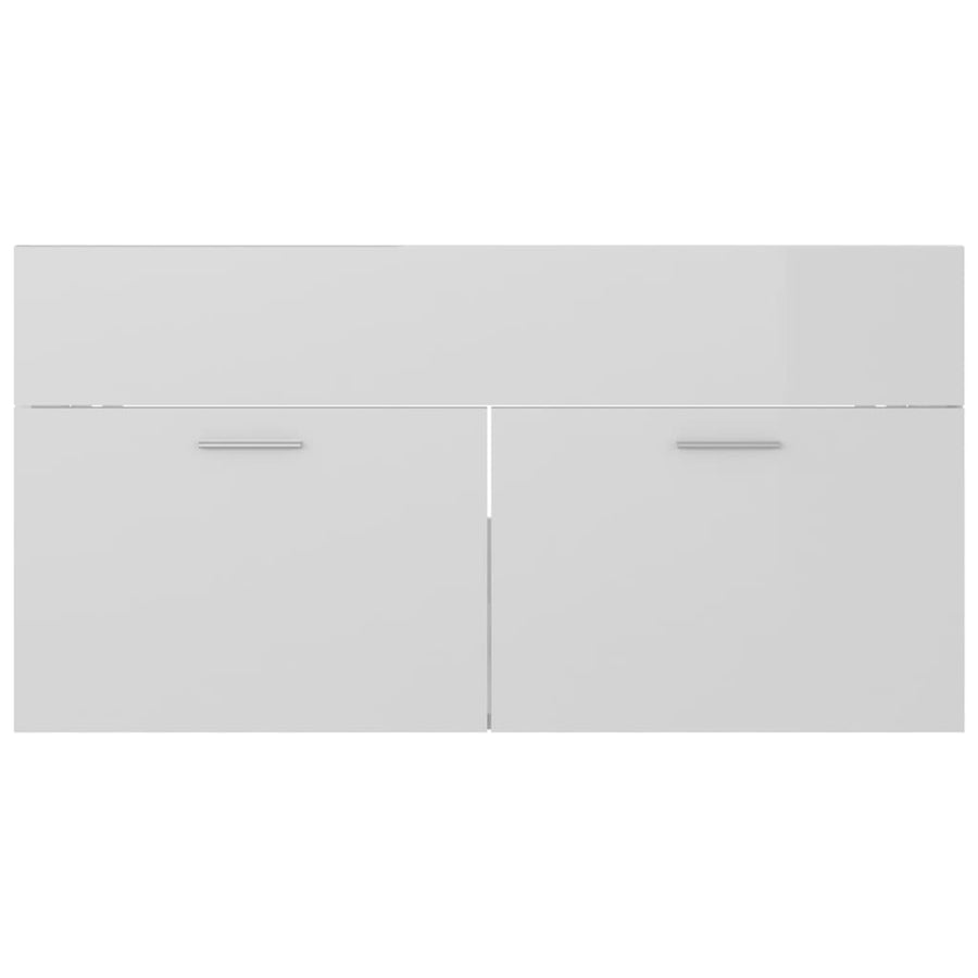 Wastafelkast Met Ingebouwde Wastafel Spaanplaat Hoogglans Wit 90 x 38.5 x 46 cm zonder kraan & afvoer