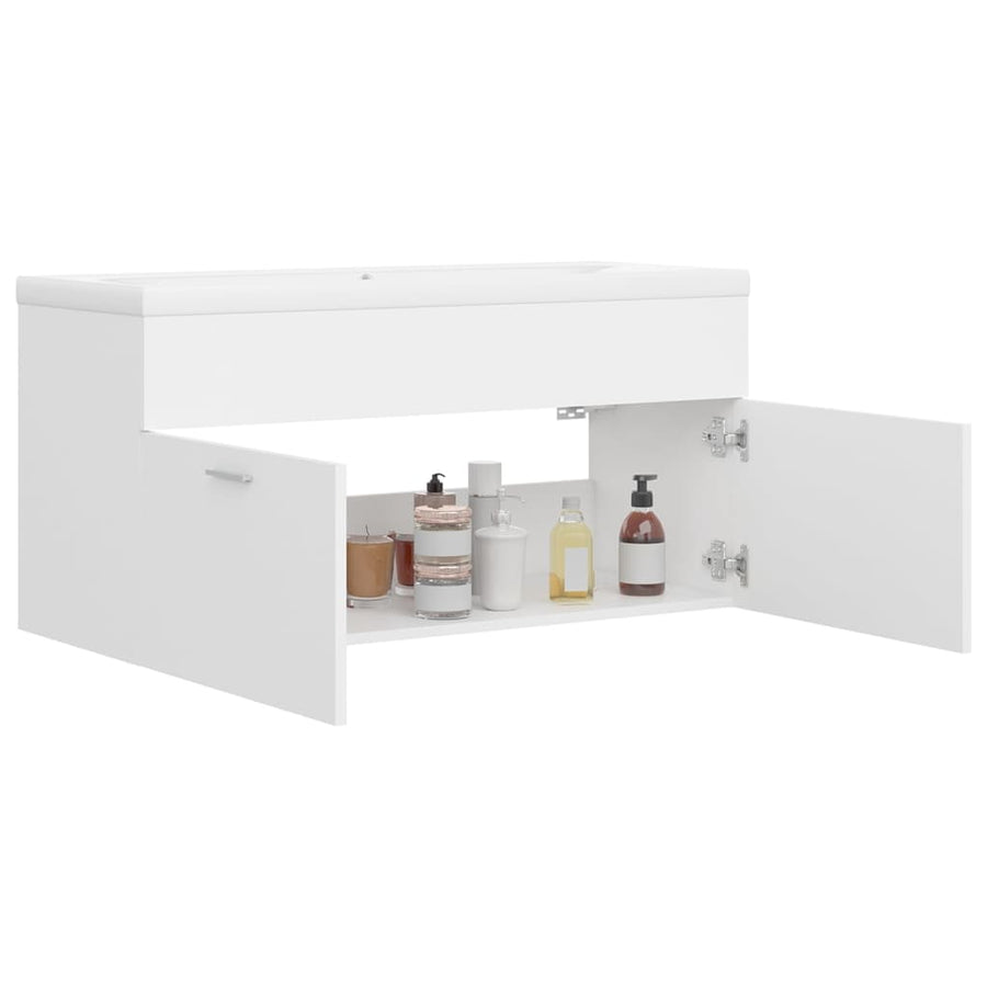 Wastafelkast Met Ingebouwde Wastafel Spaanplaat 1 100 x 38.5 x 46 cm Wit