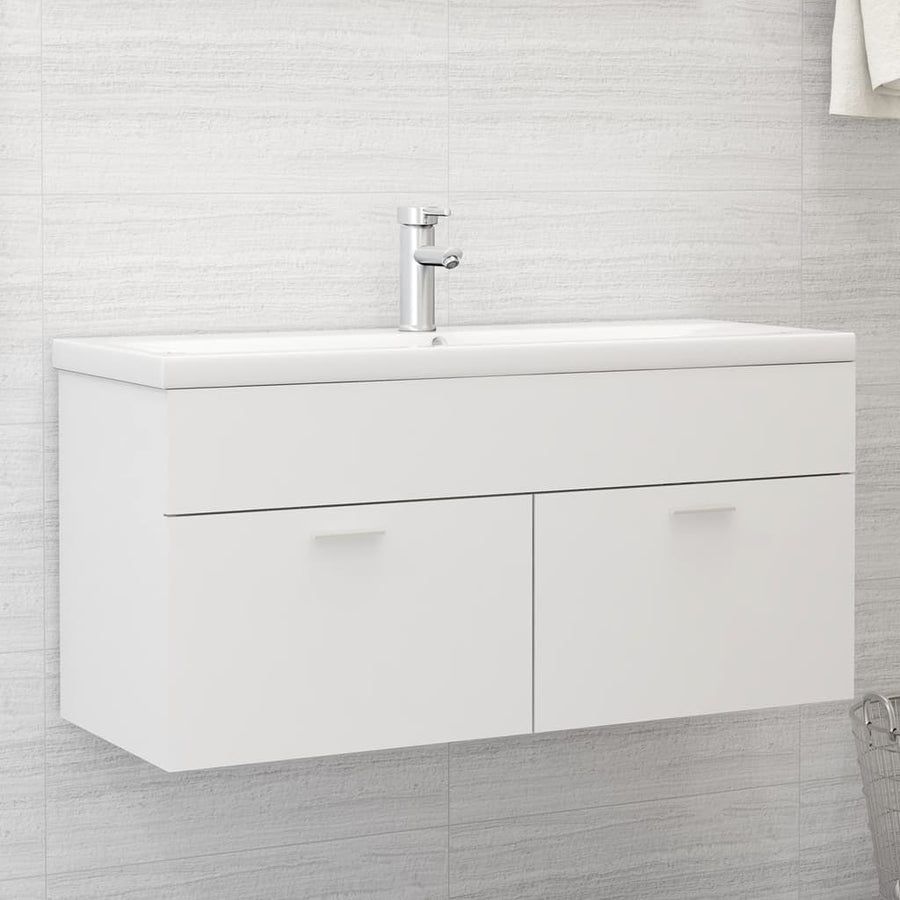 Wastafelkast Met Ingebouwde Wastafel Spaanplaat 1 100 x 38.5 x 46 cm Wit