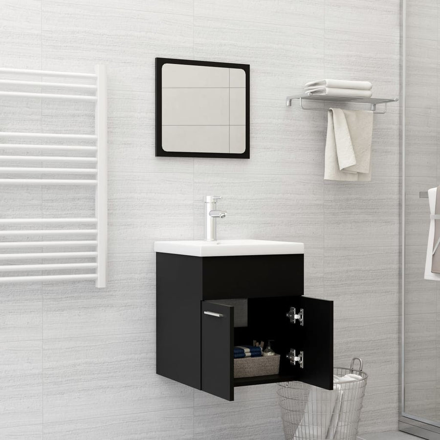 Badkamermeubelset Spaanplaat Zwart 41 x 38.5 x 46 cm