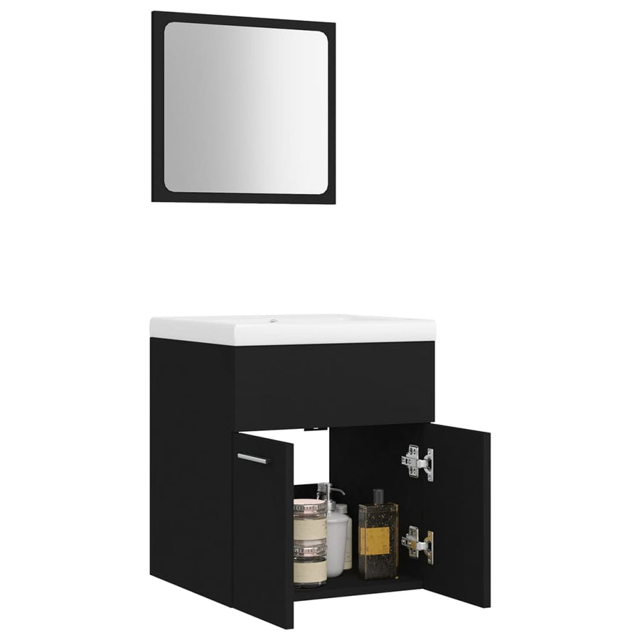 Badkamermeubelset Spaanplaat Zwart 41 x 38.5 x 46 cm