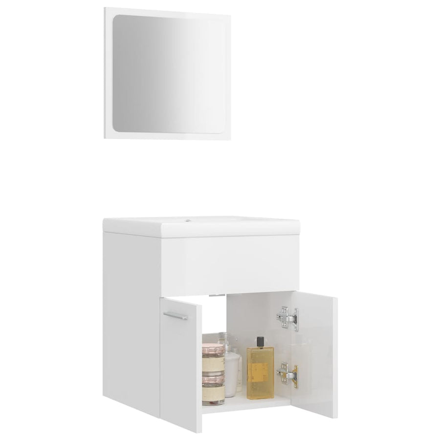 Badkamermeubelset Spaanplaat Hoogglans Wit 41 x 38.5 x 46 cm
