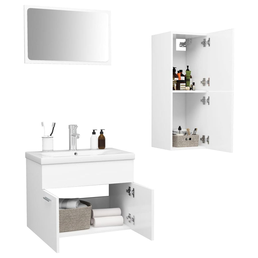 Badkamermeubelset spaanplaat wit 60 x 38.5 x 46 cm Wit
