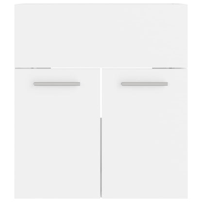 Wastafelkast met ingebouwde wastafel bewerkt hout wit 1 41 x 38.5 x 46 cm Wit