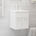 Vanity unit with integrated sink, treated wood, white