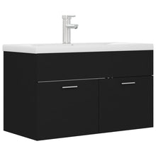 Wastafelkast met ingebouwde wastafel spaanplaat zwart 1 80 x 38.5 x 46 cm Zwart