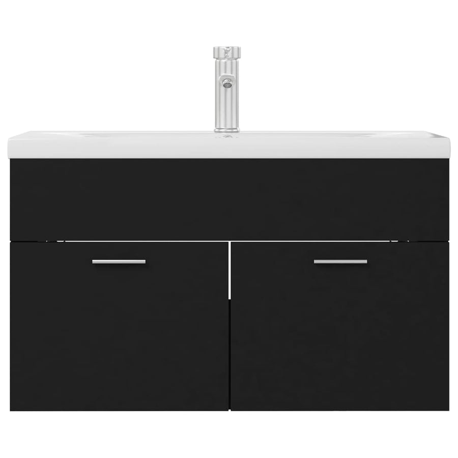 Wastafelkast met ingebouwde wastafel spaanplaat zwart 1 80 x 38.5 x 46 cm Zwart