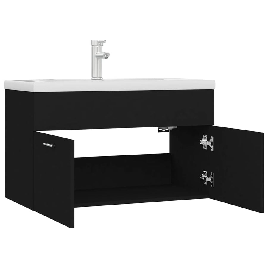 Wastafelkast met ingebouwde wastafel spaanplaat zwart 1 80 x 38.5 x 46 cm Zwart