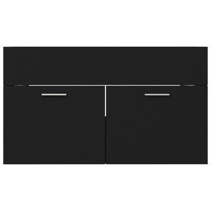 Wastafelkast met ingebouwde wastafel spaanplaat zwart 1 80 x 38.5 x 46 cm Zwart