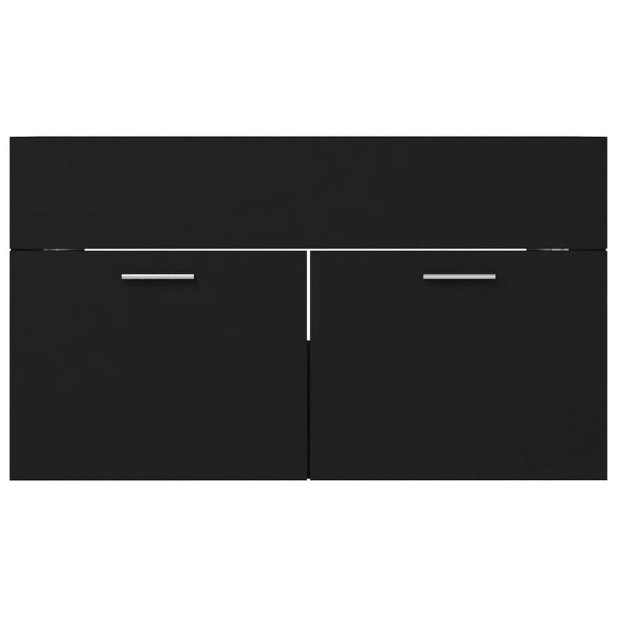Wastafelkast met ingebouwde wastafel spaanplaat zwart 1 80 x 38.5 x 46 cm Zwart