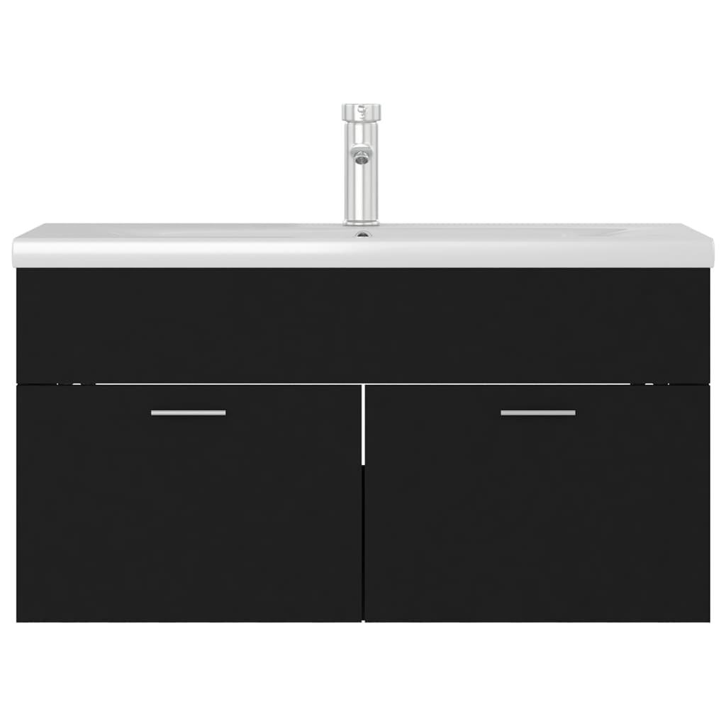 Wastafelkast met ingebouwde wastafel spaanplaat zwart 1 90 x 38.5 x 46 cm Zwart