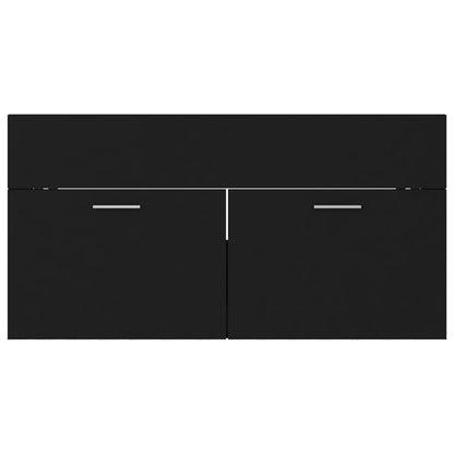 Wastafelkast met ingebouwde wastafel spaanplaat zwart 1 90 x 38.5 x 46 cm Zwart