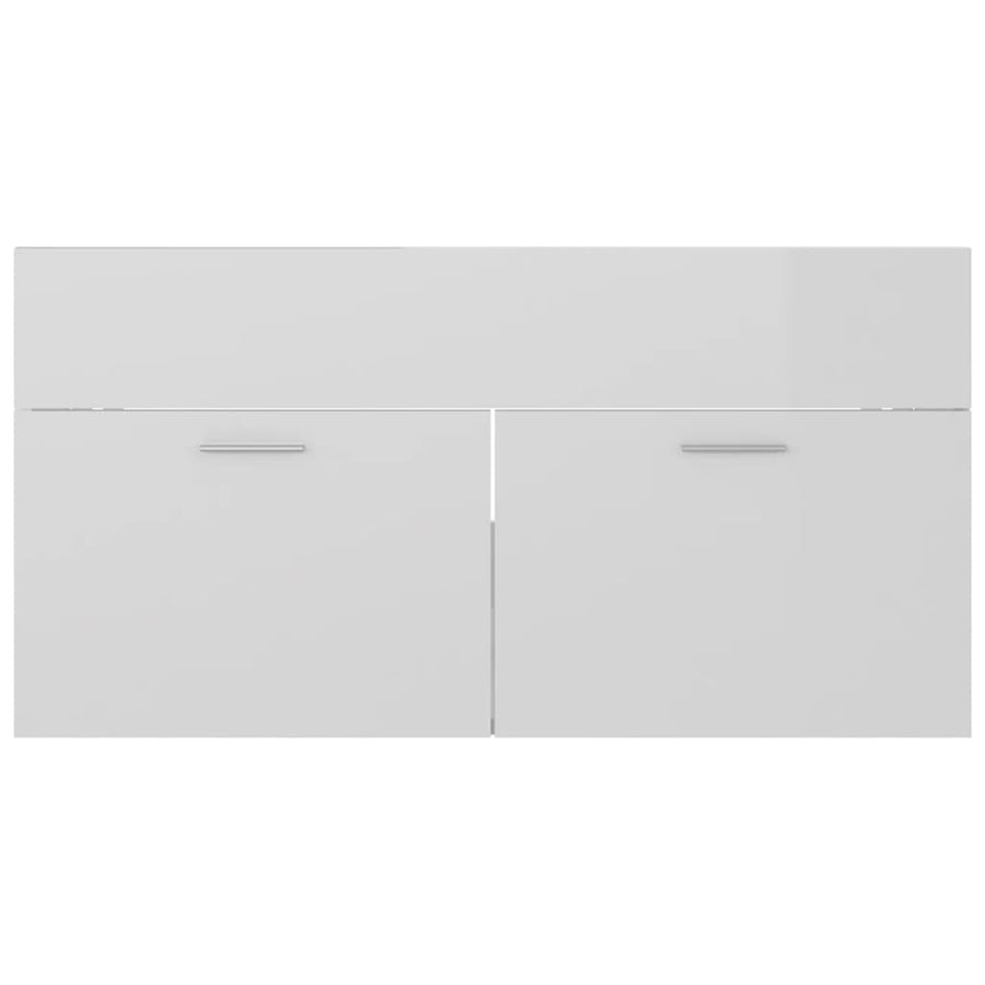 Wastafelkast met ingebouwde wastafel spaanplaat hoogglans wit 1 90 x 38.5 x 46 cm Hoogglans wit