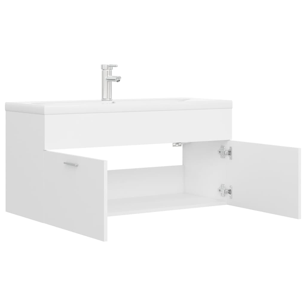 Wastafelkast Met Ingebouwde Wastafel Spaanplaat 1 100 x 38.5 x 46 cm Wit