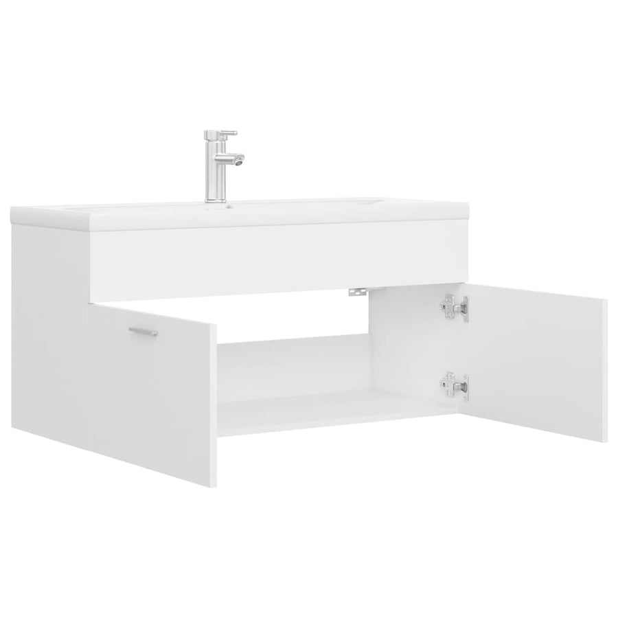 Wastafelkast Met Ingebouwde Wastafel Spaanplaat 1 100 x 38.5 x 46 cm Wit