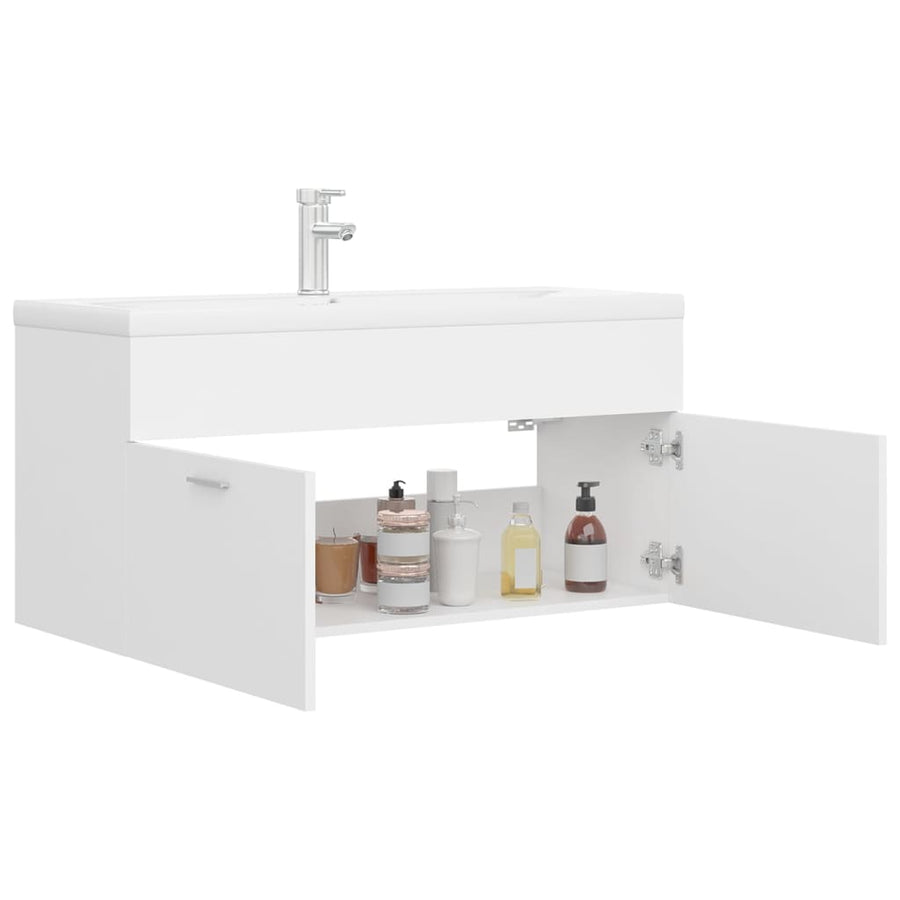 Wastafelkast Met Ingebouwde Wastafel Spaanplaat 1 100 x 38.5 x 46 cm Wit