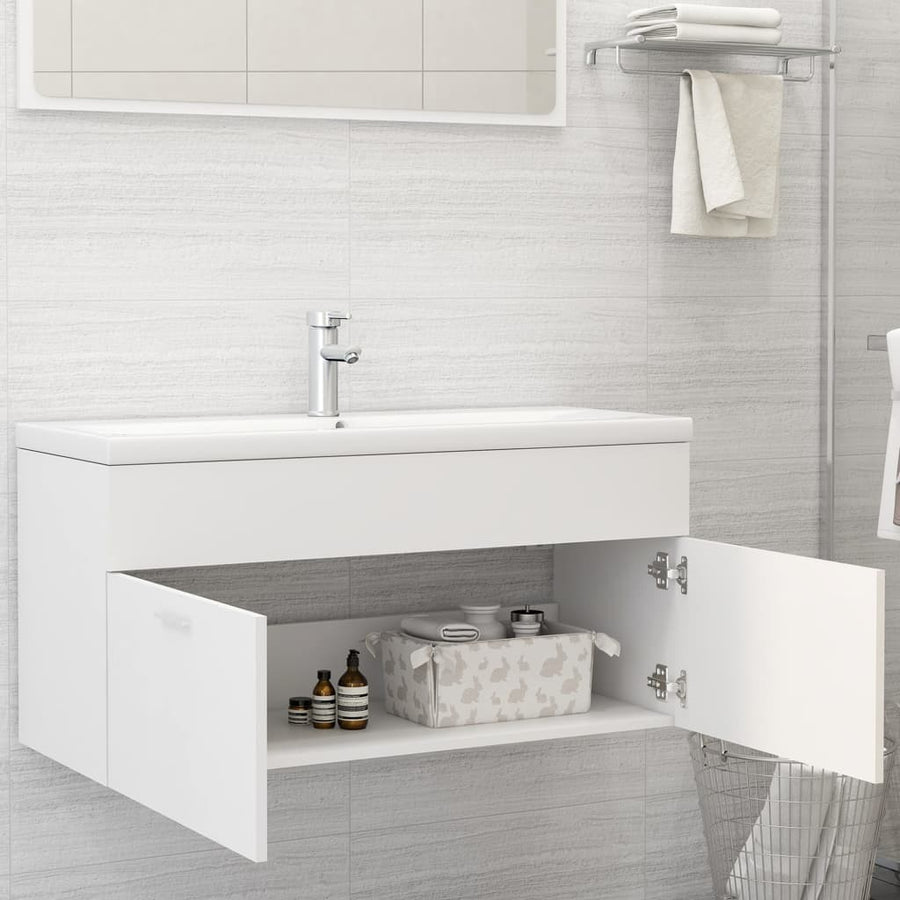 Wastafelkast Met Ingebouwde Wastafel Spaanplaat 1 100 x 38.5 x 46 cm Wit