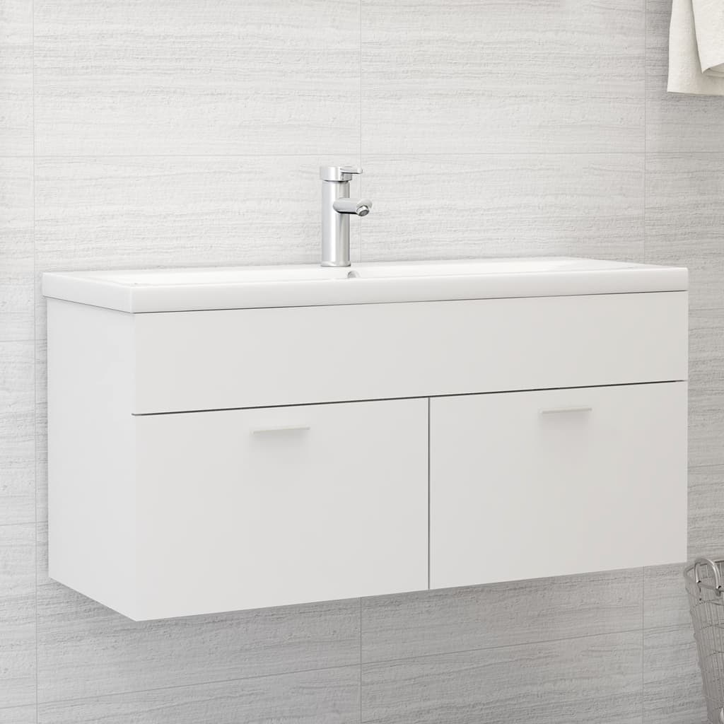 Wastafelkast Met Ingebouwde Wastafel Spaanplaat 1 100 x 38.5 x 46 cm Wit