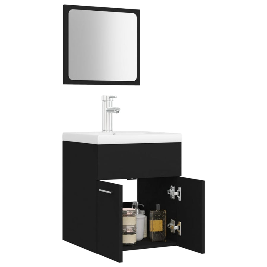 Badkamermeubelset Spaanplaat Zwart 41 x 38.5 x 46 cm