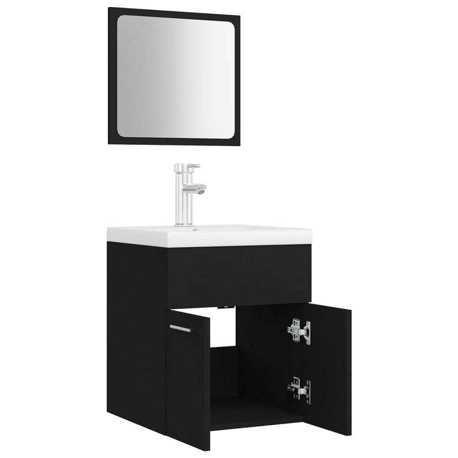 Badkamermeubelset Spaanplaat Zwart 41 x 38.5 x 46 cm