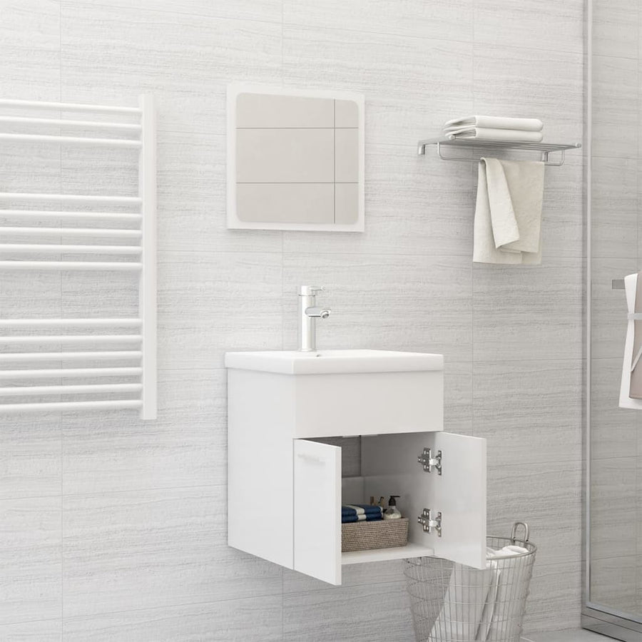 Badkamermeubelset Spaanplaat Hoogglans Wit 41 x 38.5 x 46 cm