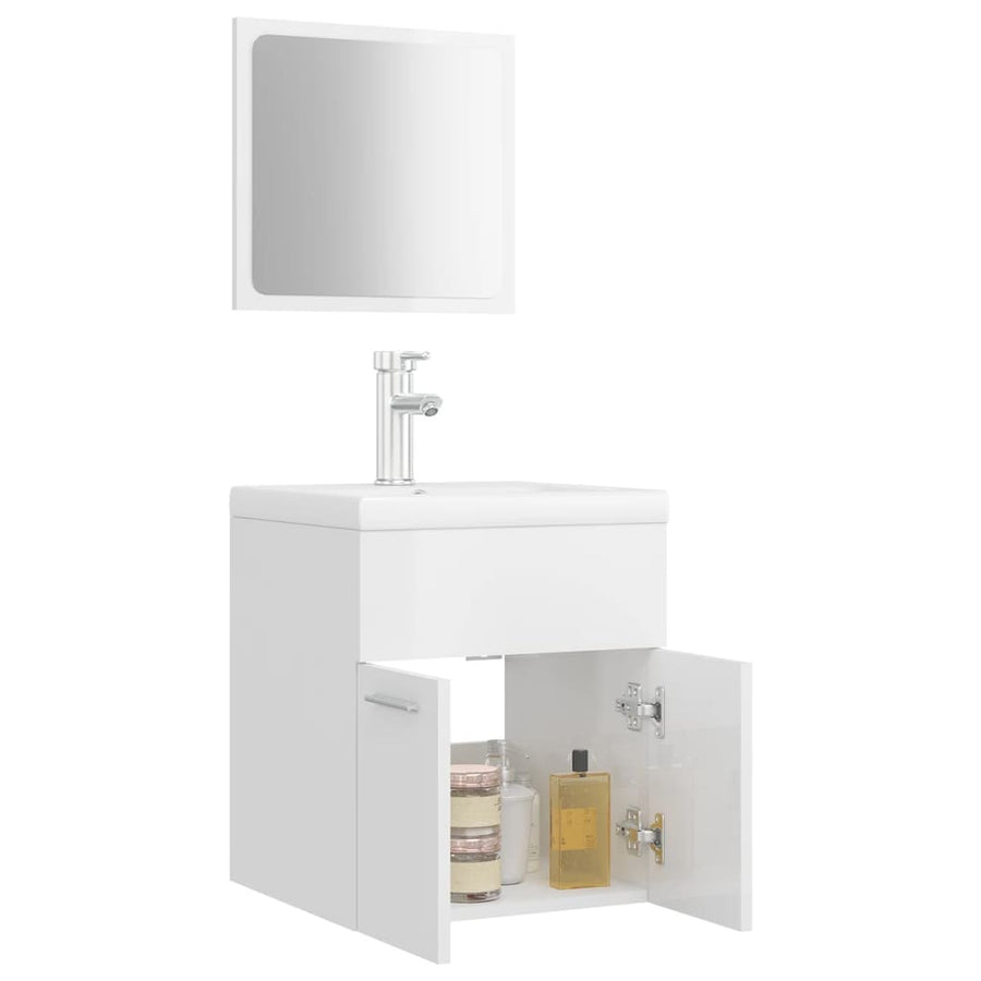 Badkamermeubelset Spaanplaat Hoogglans Wit 41 x 38.5 x 46 cm