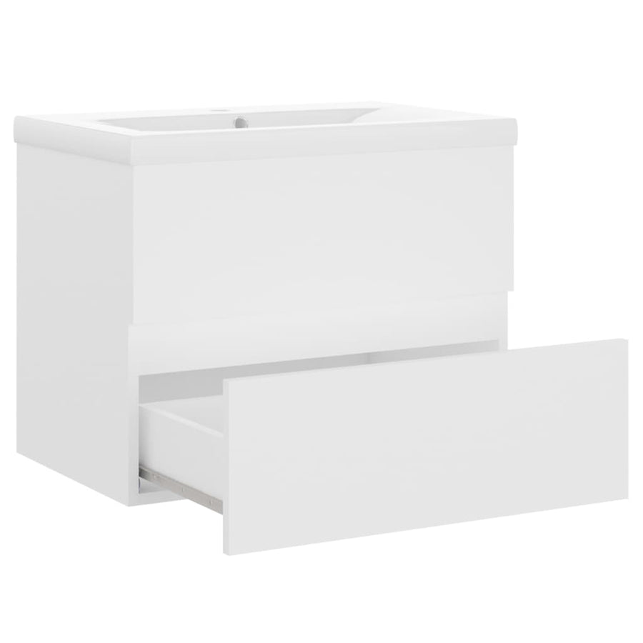 Wastafelkast Met Ingebouwde Wastafel Spaanplaat Wit 60 x 38.5 x 45 cm zonder kraan & afvoer