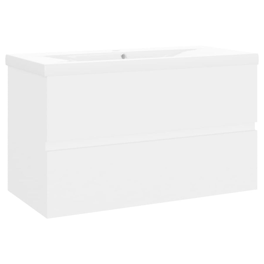 Wastafelkast met ingebouwde wastafel spaanplaat wit 80 x 38.5 x 45 cm zonder kraan & afvoer