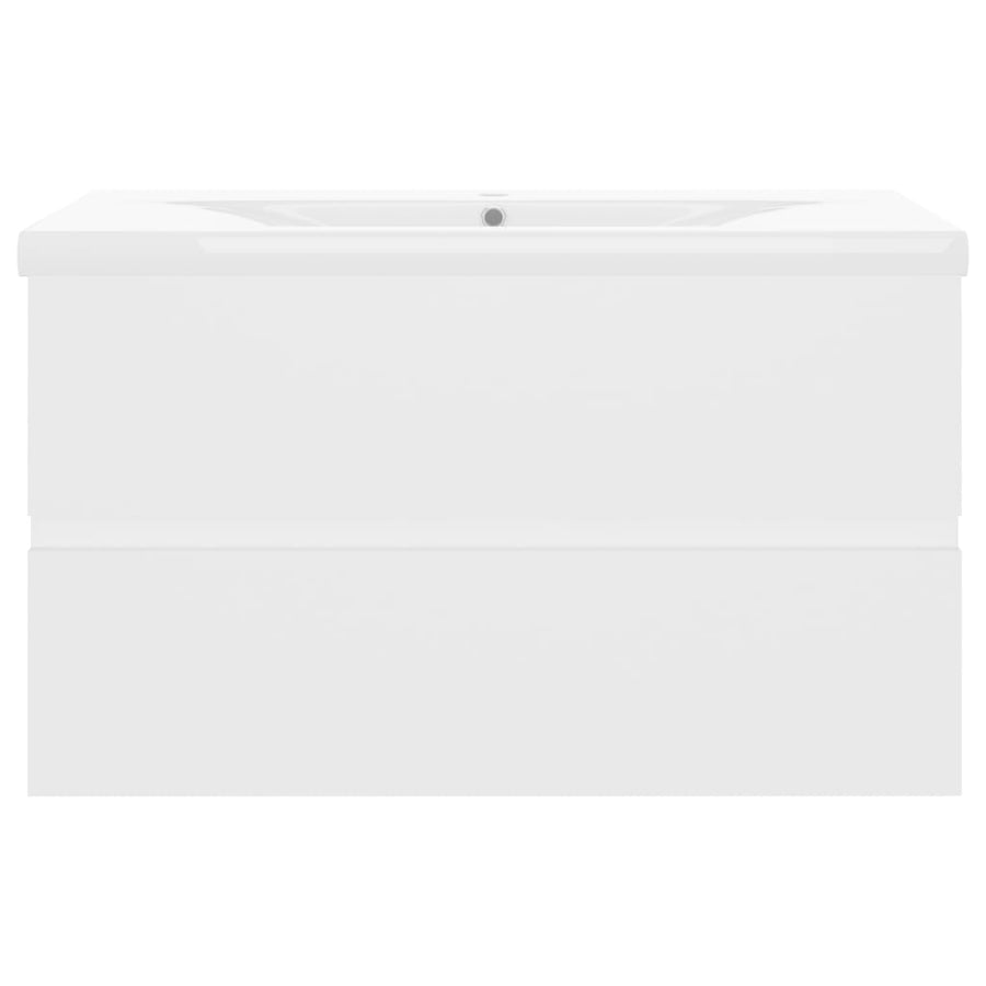 Wastafelkast met ingebouwde wastafel spaanplaat wit 80 x 38.5 x 45 cm zonder kraan & afvoer